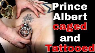 Rigid Chastity Cage PA Piercing Demo with New Slave Tattoo Femdom FLR BDSM Dominatrix Milf Stepmom